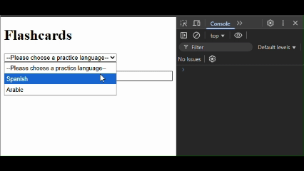 language selector for flashcard