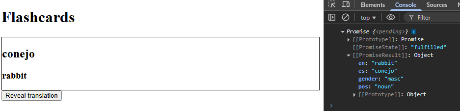 Basic static flashcard
